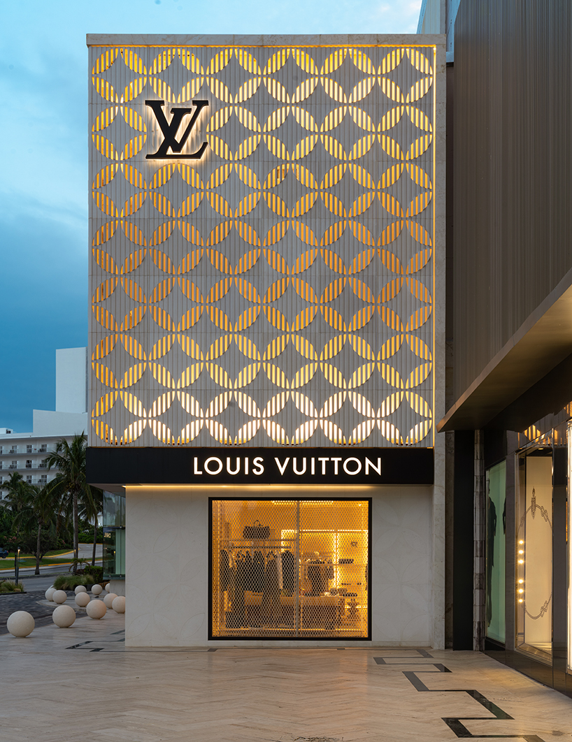 Louis Vuittons Cancun Boutique reveals concrete facade with shaped flower motif