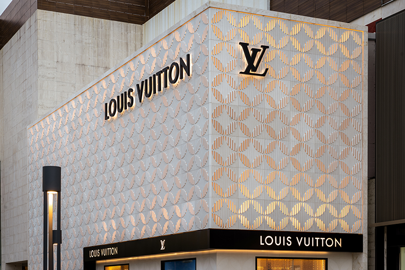 Louis Vuittons Cancun Boutique reveals concrete facade with shaped flower motif