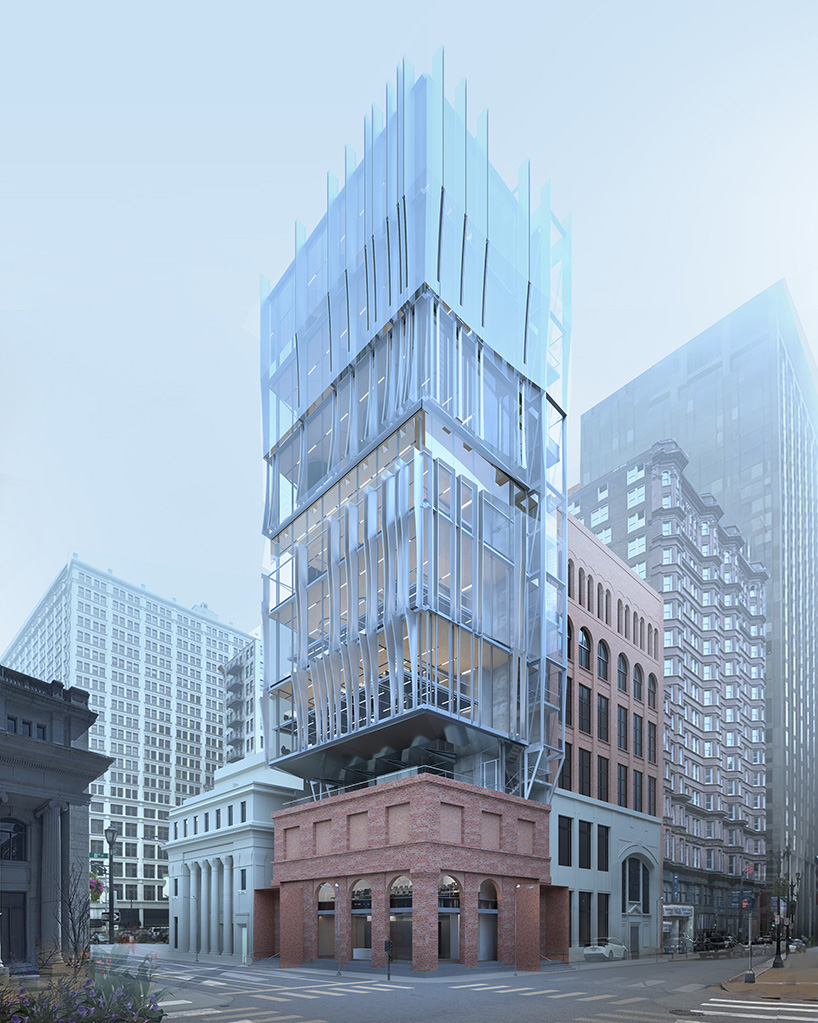 Perforated metal panels dressed office over st. Louis' Columbia building