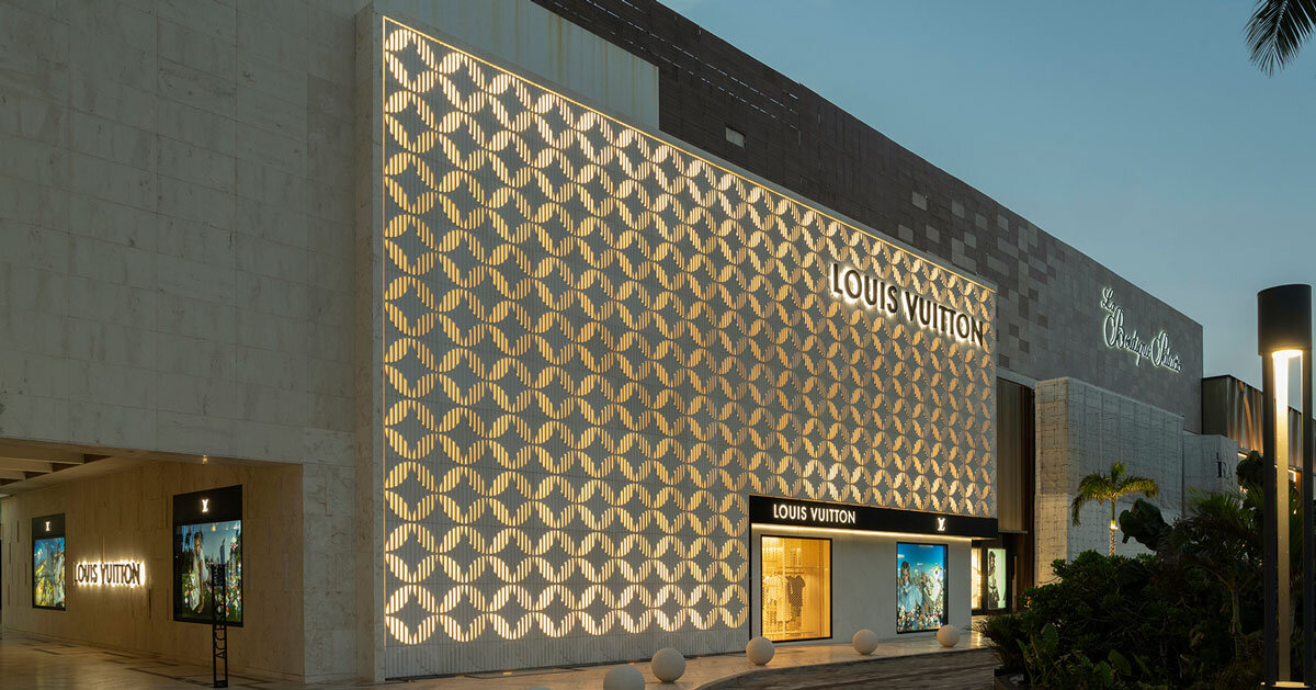 Louis Vuittons Cancun Boutique reveals concrete facade with shaped flower motif