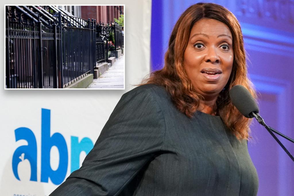 NY AG Letitia James beaten up because he had an illegal fence from Brooklyn Brownstone