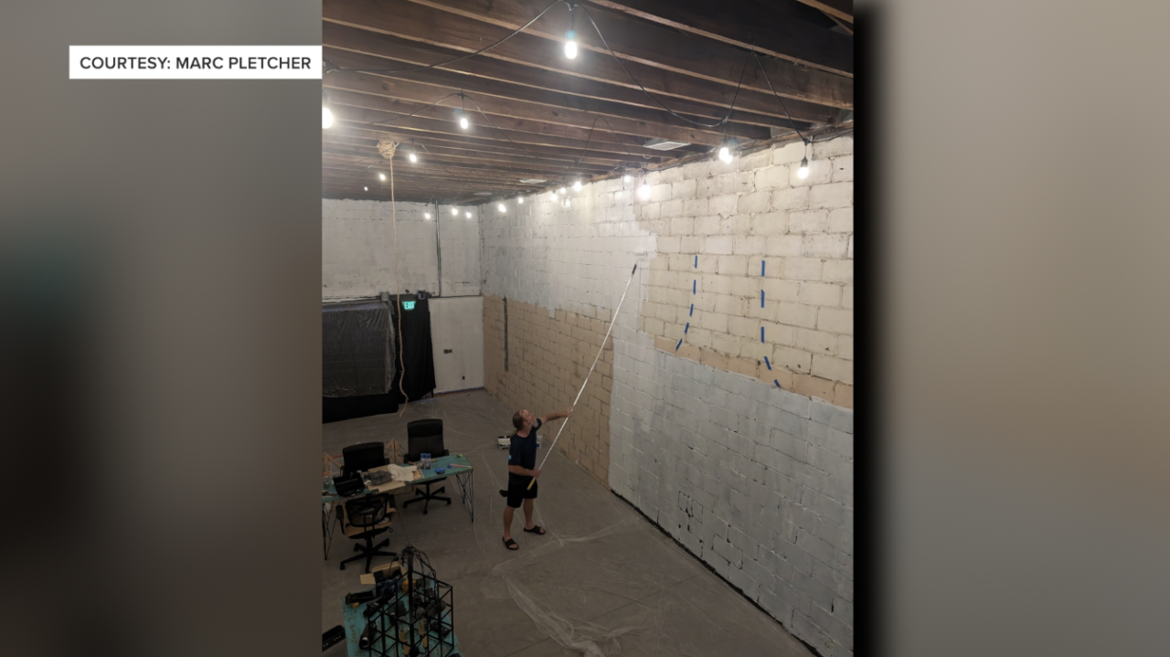 Marc Pletcher prepares the gallery
