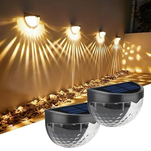 Gesto solar outdoor lights – LED fence and patio lights | Waterproof Solar Lights for Garden, Patio, Path, Wall, Stairs and Yard Decoration, Balconies, Automatic On/Off Day and Night (Warm White | Pack of 2)