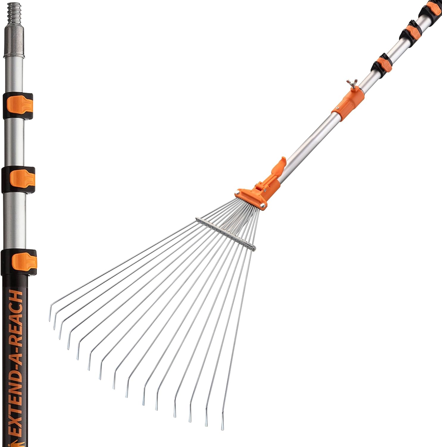 4-12 telescopic roof rakes with a reach of 20 feet // Folding leaf and pine tree roof rake with extension pole // Roof cleaning device for gardening and lawn // Adjustable long reach metal leaf broom