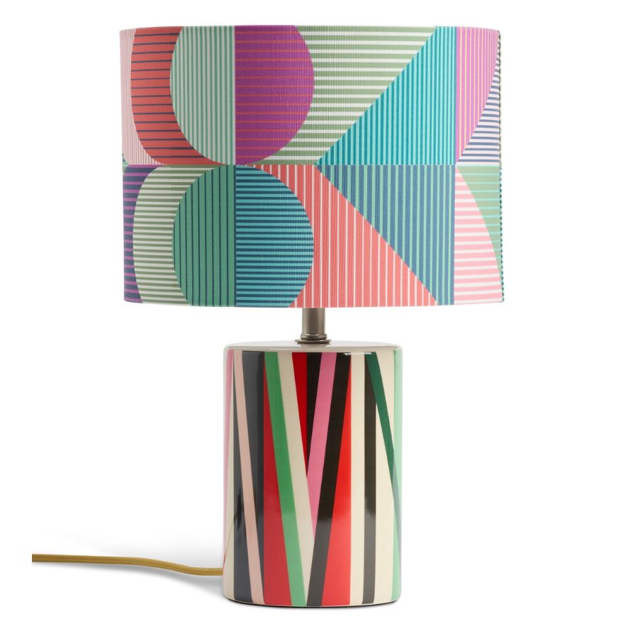 A colorful lampshade and base from Habitat