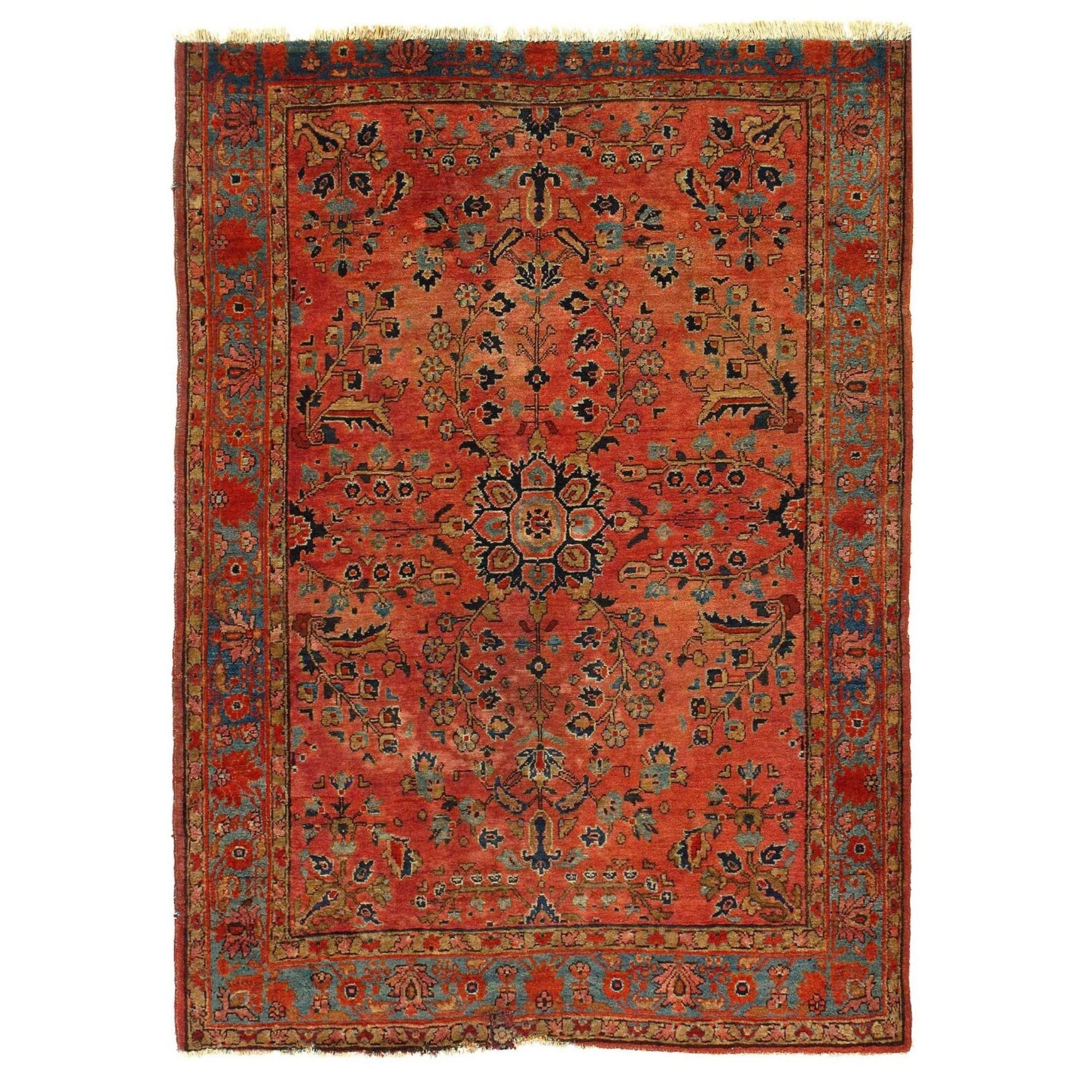 Fine hand-knotted antique sarouk 3'6'' X 4'9''