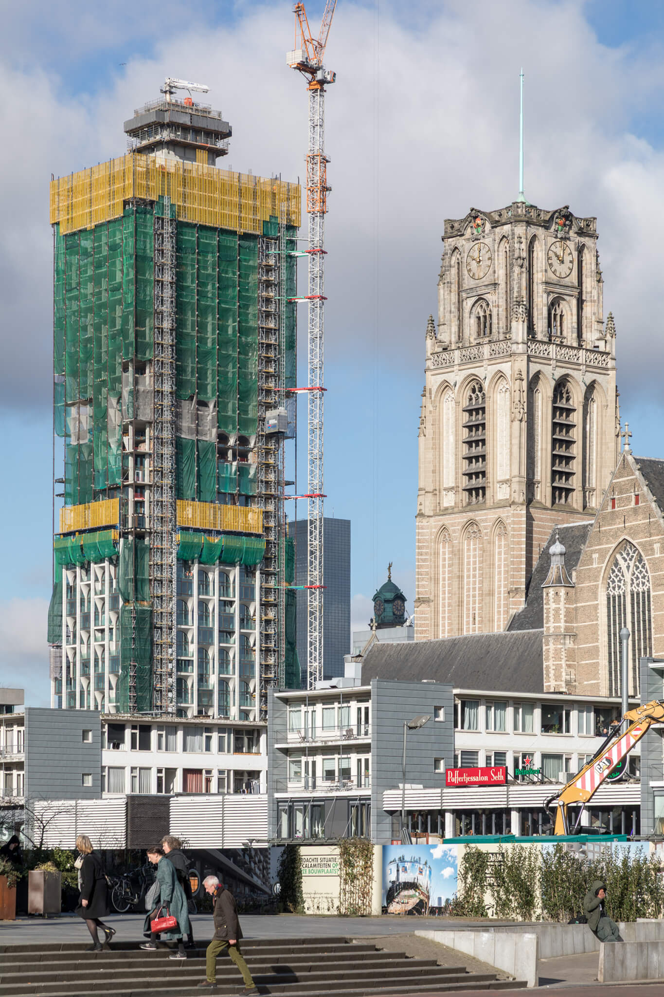 POST Rotterdam under construction with scaffolding around it