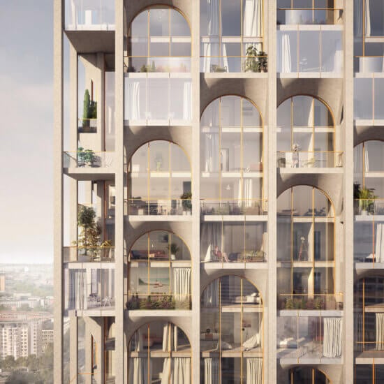 Representation of arches and balconies, tower design