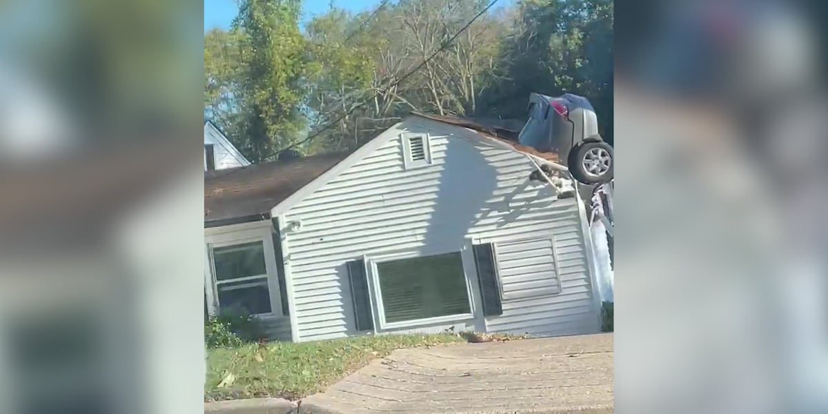 Car crashes into roof of Nashville home