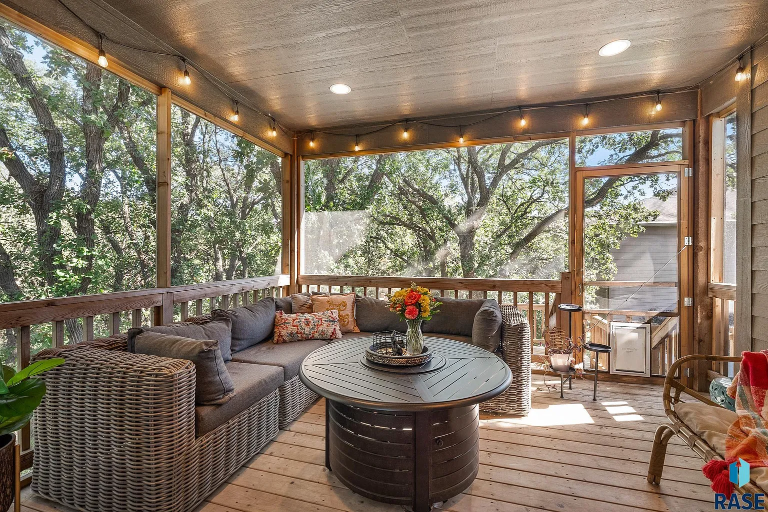 The sprawling home in Arbor's Edge is surrounded by nature and borders the Big Sioux River