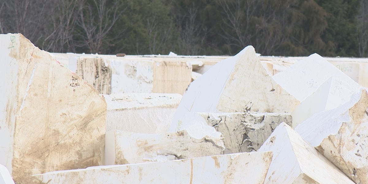 What are the big white blocks near the I-64 construction?