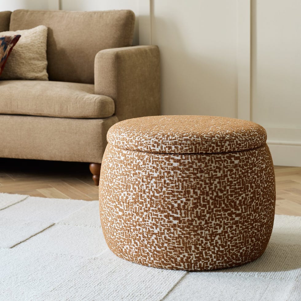 Habitat Cove Fabric Storage Stool - Brown Cream Habitat Cove Fabric Storage Stool - Brown Cream