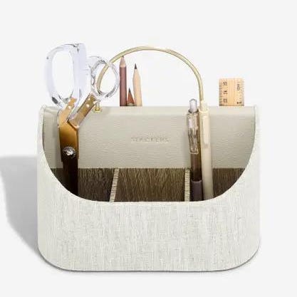 Oatmeal and linen desk caddy