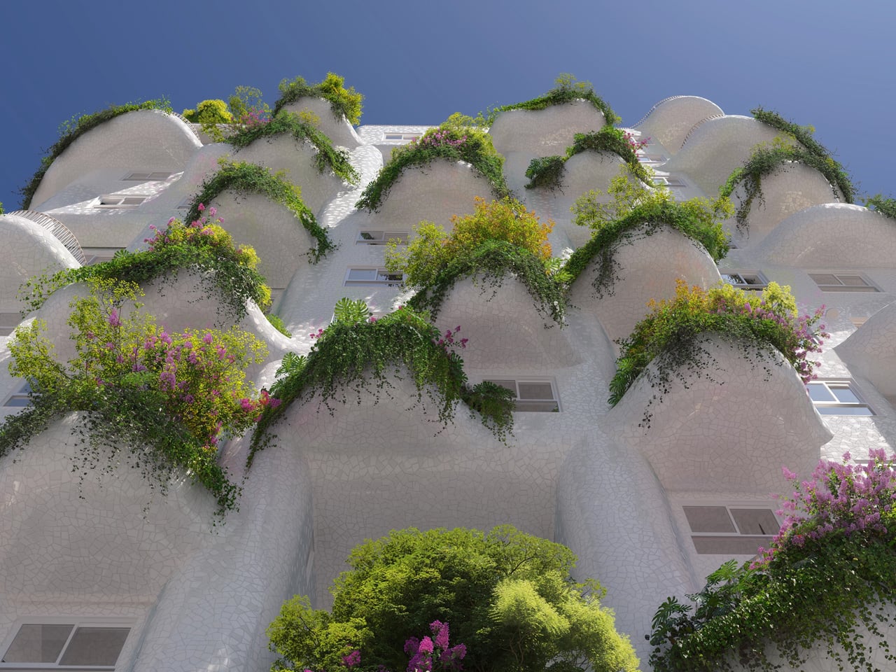 This 21-story tower features 104 green balconies inspired by Gaudí – Yanko design